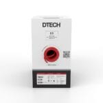 Front view of DTECH 305m red Cat6 UTP LSZH cable box with a red dispenser opening