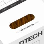 DTECH orange Cat6 UTP LSZH cable visible through the handle opening of a 305m box