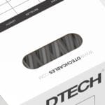 DTECH white Cat6 UTP LSZH cable visible through the handle opening of a 305m box
