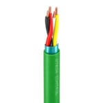 DTECH green KNX/EIB LSZH building automation cable showing four colour-coded copper conductors