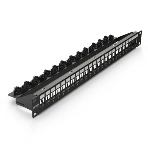 DTECH® 24 Port 1U Keystone Jack Patch Panel Frame (Quick-Lock)