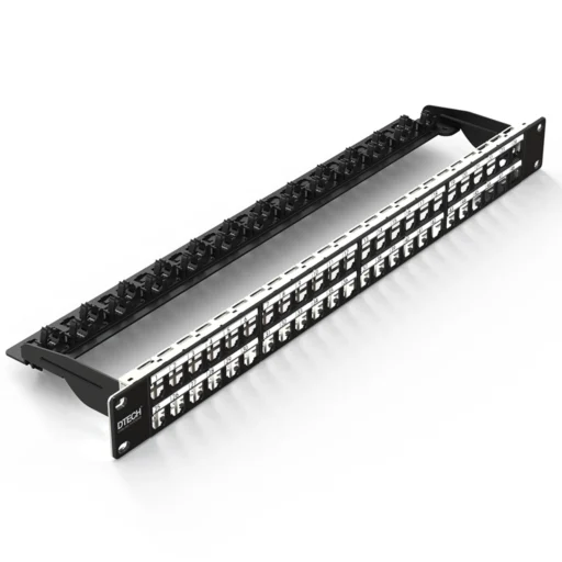 DTECH® 48 Port 1U High-Density Keystone Jack Patch Panel Frame (Quick-Lock)
