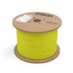 DTECH yellow Cat6 S/FTP industrial PUR Ethernet cable on a wooden reel