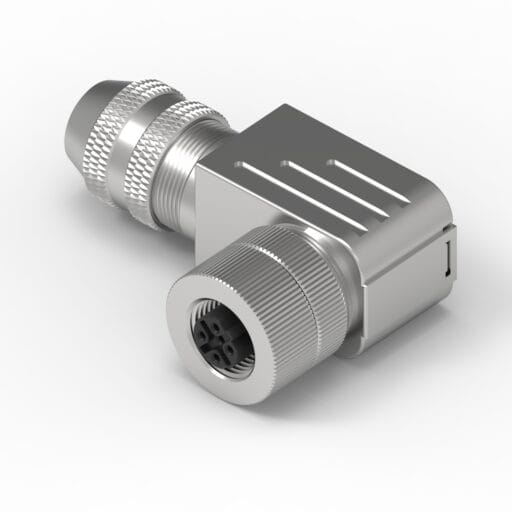 DTECH® M12 Female Angled Metal Plug 4 Pin D-Code PG9 (Screw)