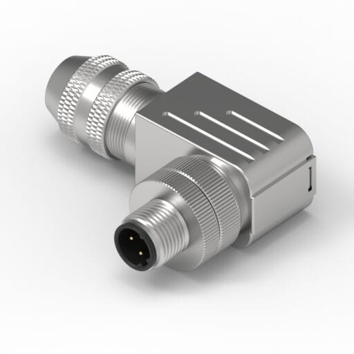DTECH® M12 Male Angled Metal Plug 4 Pin D-code PG9 (Screw)