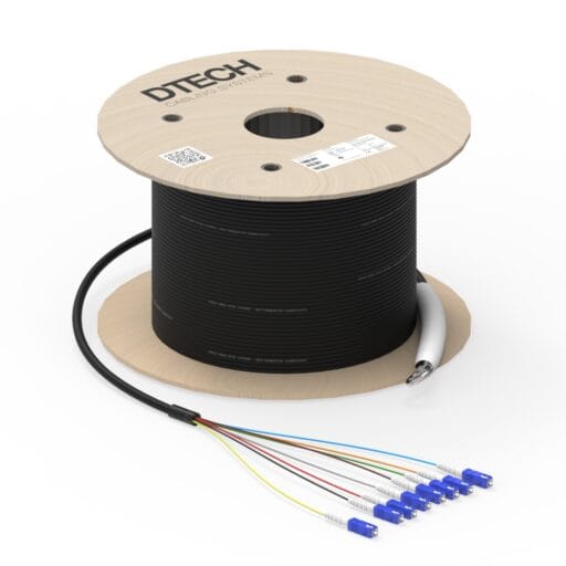 DTECH® OS2 Fibre Optic Cable Tight Buffered Pre Terminated 4-24 Fibre G.657.A1 Cca