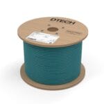 DTECH teal Cat6 S/FTP marine-grade PUR Ethernet cable on a wooden reel