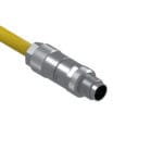 M12 X-coded male connector detail on the DTECH straight female to straight male cable