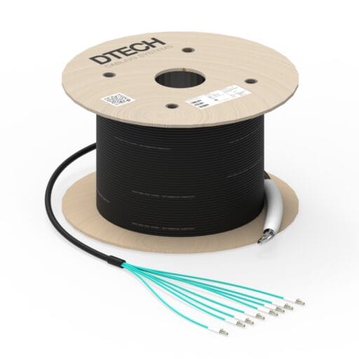 DTECH® OM3 Fibre Optic Cable Tight Buffered Pre Terminated 4-24 Fibre Cca