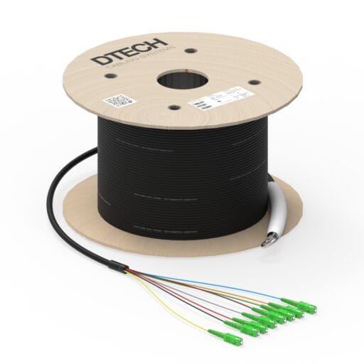 DTECH® OS2 Fibre Optic Cable Loose Tube Pre Terminated 4-24 Fibre G.657.A1 Eca