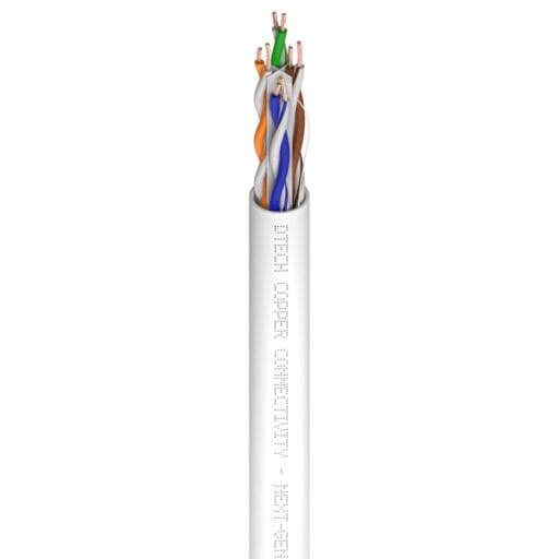 DTECH® Cat 6 SuperSlim 28AWG Stranded 500MHz UTP LSZH White
