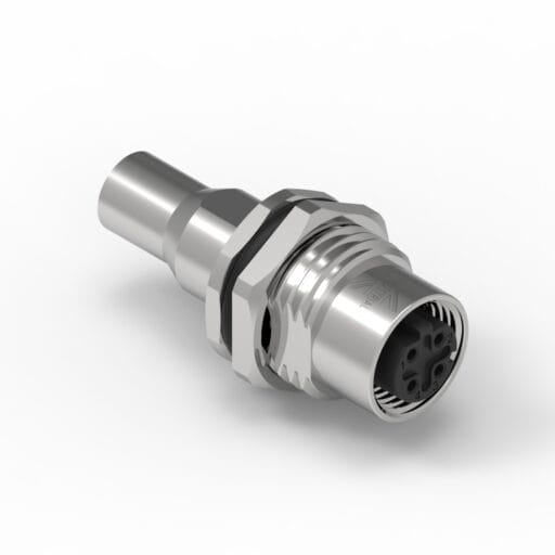 DTECH® M12 Back Mount Shielded Female 4 Pin D-Code (Solder / Threaded M16*1.5)