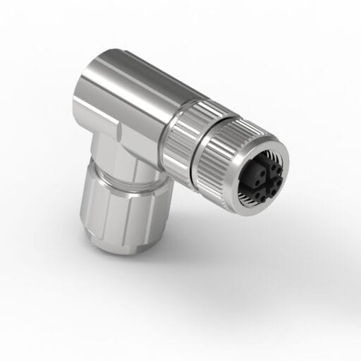 DTECH® M12 Angled Female Metal Plug 8 Pin X-Code PG9 (Solder)