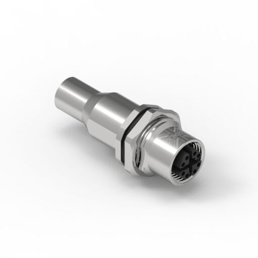 DTECH® M12 Shielded Female Back Mount Socket 8 Pin X-Code (Solder / Threaded M16*1.5)