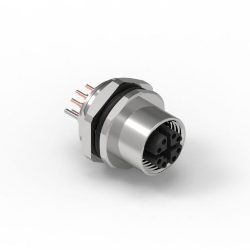 DTECH® M12 Female Front Mount Socket 8 Pin X-Code (PCB / Threaded M16*1.5)