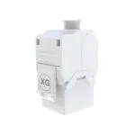 DTECH white toolless UTP keystone jack showing closed housing and white XG retaining clip