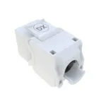 DTECH white toolless UTP keystone jack showing rear cable entry and XG retaining clip