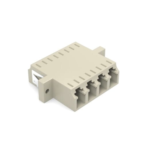 DTECH® LC UPC MM Flanged Fibre Optic Adaptor Quad Beige