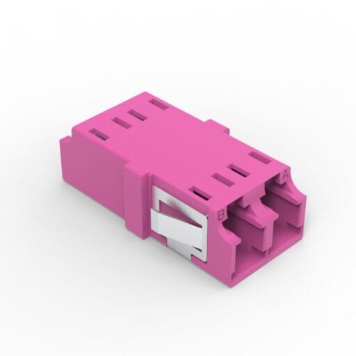 DTECH® LC UPC OM4 Flangeless Fibre Optic Adaptor Duplex Violet
