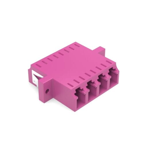 DTECH® LC UPC OM4 Flanged Fibre Optic Adaptor Quad Violet