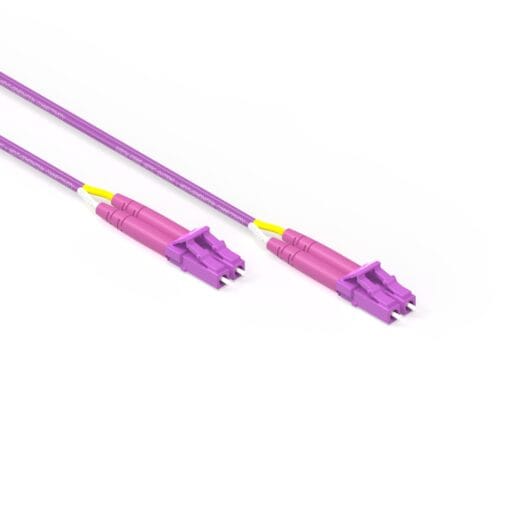 DTECH® OM4 LC UPC to LC UPC Duplex 2mm LSZH Violet 1M Fibre Optic Patch Lead