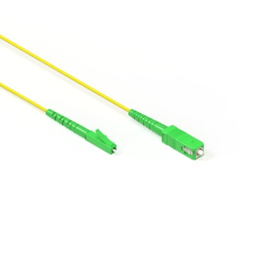 DTECH® OS2 LC APC to SC APC Simplex 2mm LSZH Yellow 1M Fibre Optic Patch Lead