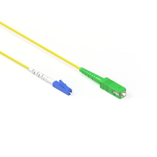 DTECH® OS2 LC UPC to SC APC Simplex 2mm LSZH Yellow 1M Fibre Optic Patch Lead