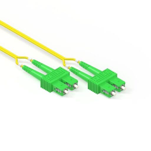 DTECH® OS2 SC APC to SC APC Duplex 2mm LSZH Yellow 1M Fibre Optic Patch Lead