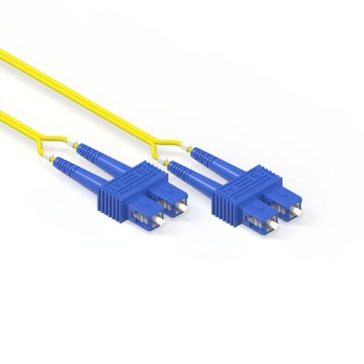 DTECH® OS2 SC UPC to SC UPC Duplex 2mm LSZH Yellow 1M Fibre Optic Patch Lead
