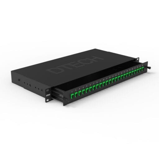 DTECH® 4-24 SC Simplex Loaded Fibre Optic Patch Panel 1U (24/48 Fibre)