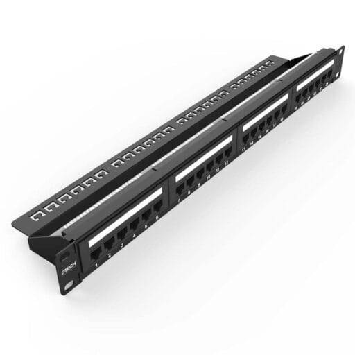 DTECH® 24 Port 1U Cat 6 UTP Patch Panel Black