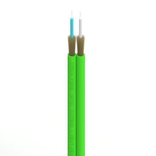DTECH® OM5 50/125 2 Fibre Duplex Tight Buffered Fibre Optic Zip Cable LSZH Green