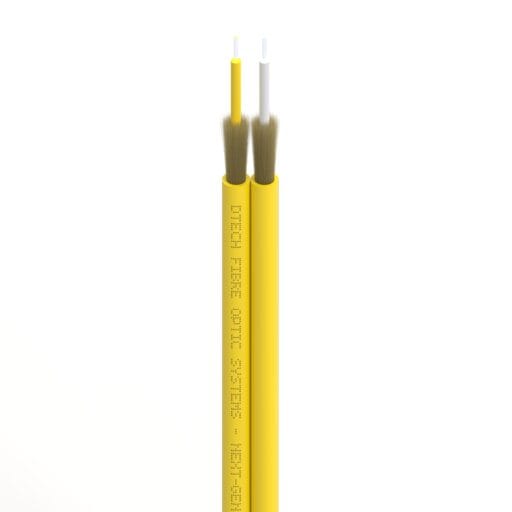 DTECH® OS2 9/125 2 Fibre Duplex Tight Buffered Fibre Optic Zip Cable LSZH Yellow